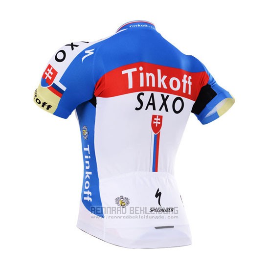 2015 Fahrradbekleidung Tinkoff Saxo Bank Champion Slowakische Republik Trikot Kurzarm und Tragerhose